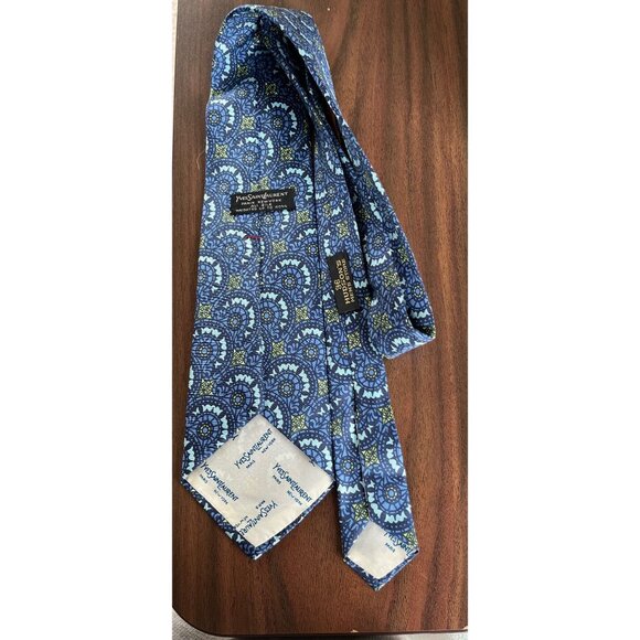 Vtg 1970's Yves Saint Laurent Paris New York All Silk Tie Weighted Up To 40% Hud - Picture 3 of 7